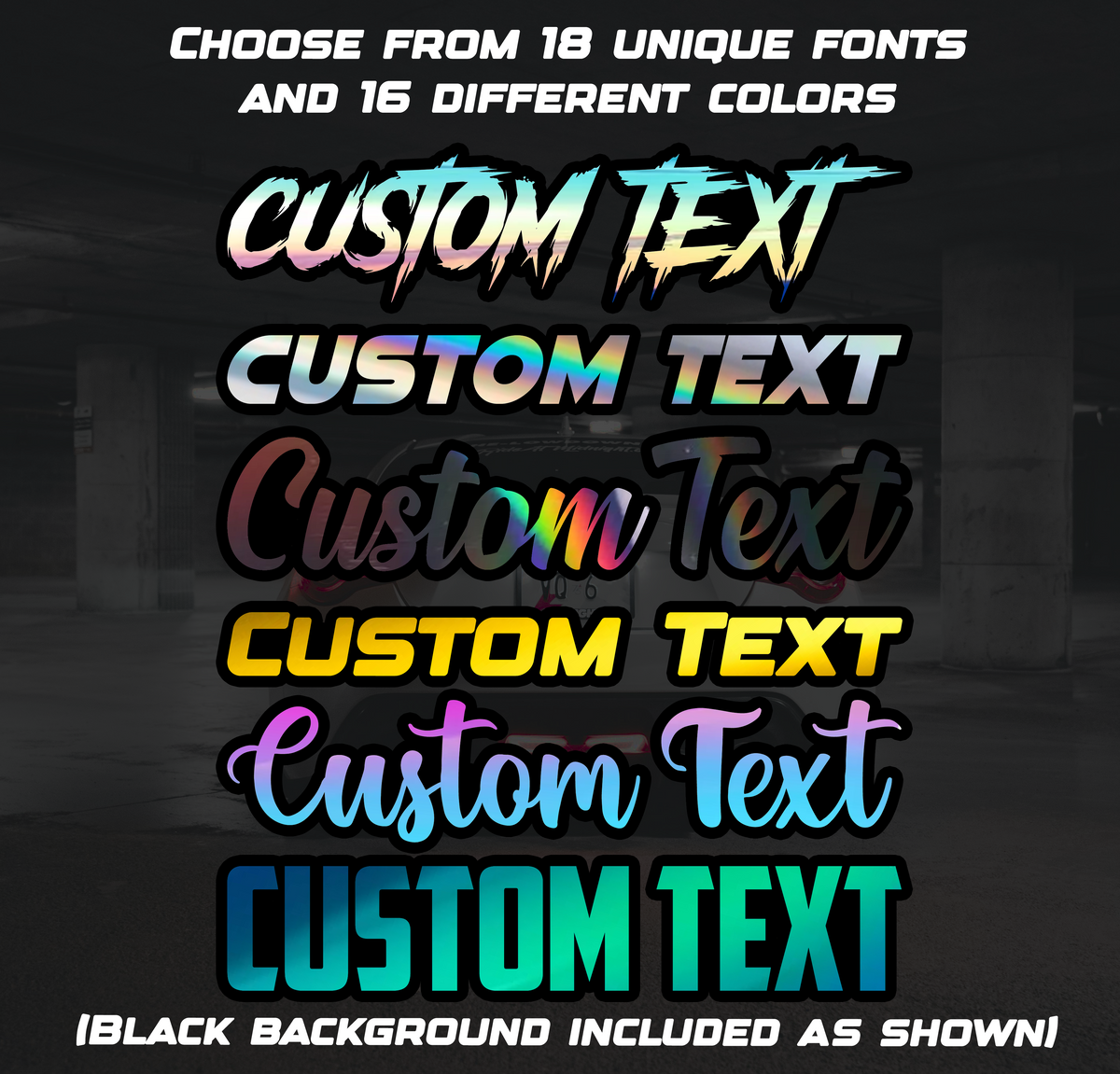 Custom Text Decals w/ Black Background